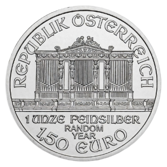 Philharmonic zilveren munt 1 oz achterkant